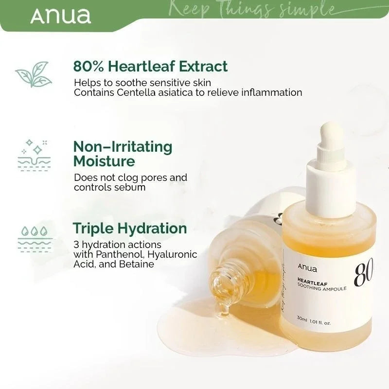 Heartleaf 80% Soothing Ampoule & 77% Toner Calming Moisturizing Set