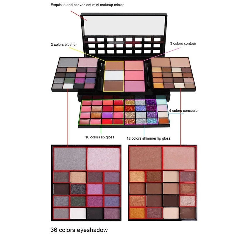 78-Color Glitter Matte Eyeshadow Palette