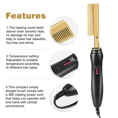 2-in-1 Electric Hot Comb Hair Straightener