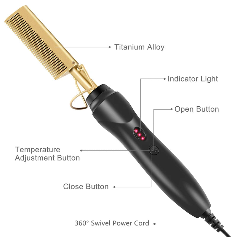 2-in-1 Electric Hot Comb Hair Straightener