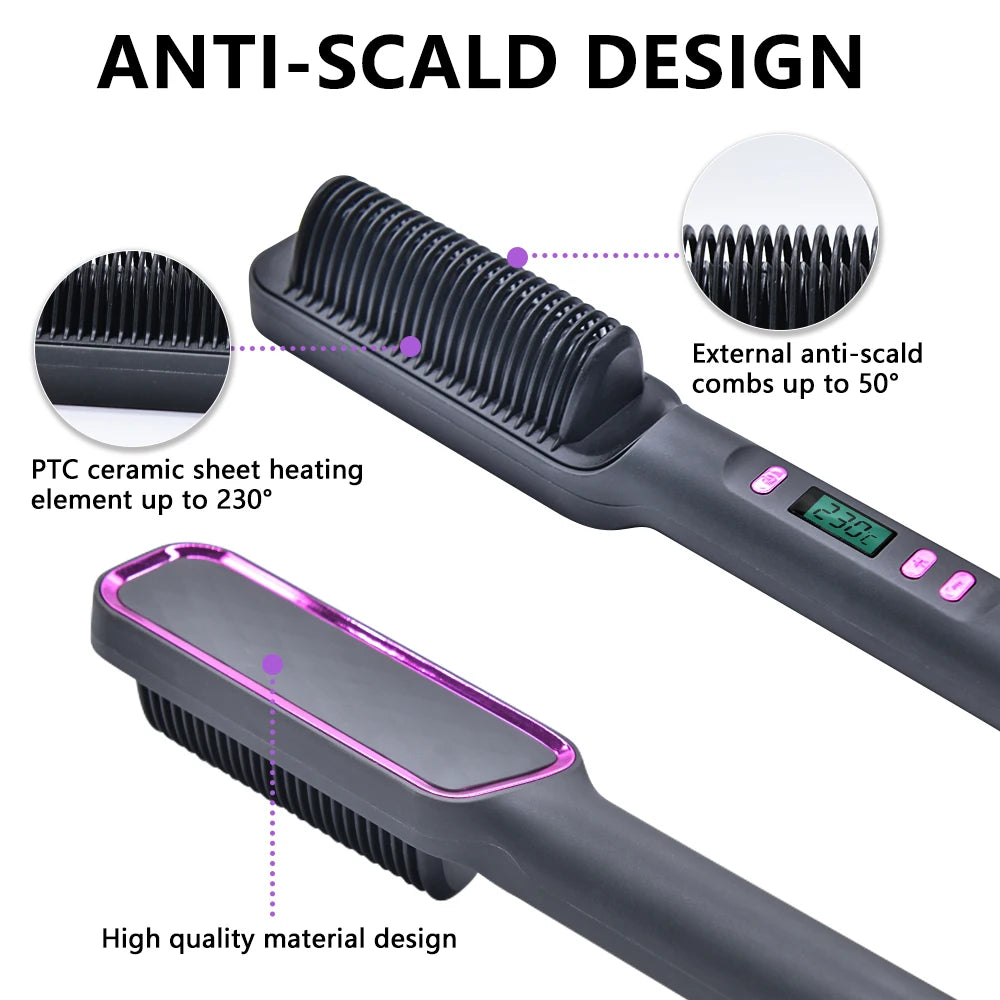 Electric Hot Comb Hair Straightening Brush