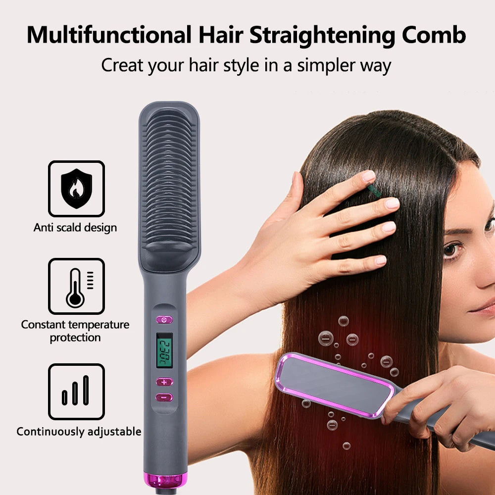 Electric Hot Comb Hair Straightening Brush