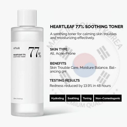 Heartleaf 80% Soothing Ampoule & 77% Toner Calming Moisturizing Set