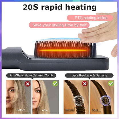 Electric Hot Comb Hair Straightening Brush