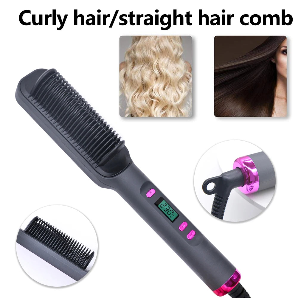 Electric Hot Comb Hair Straightening Brush